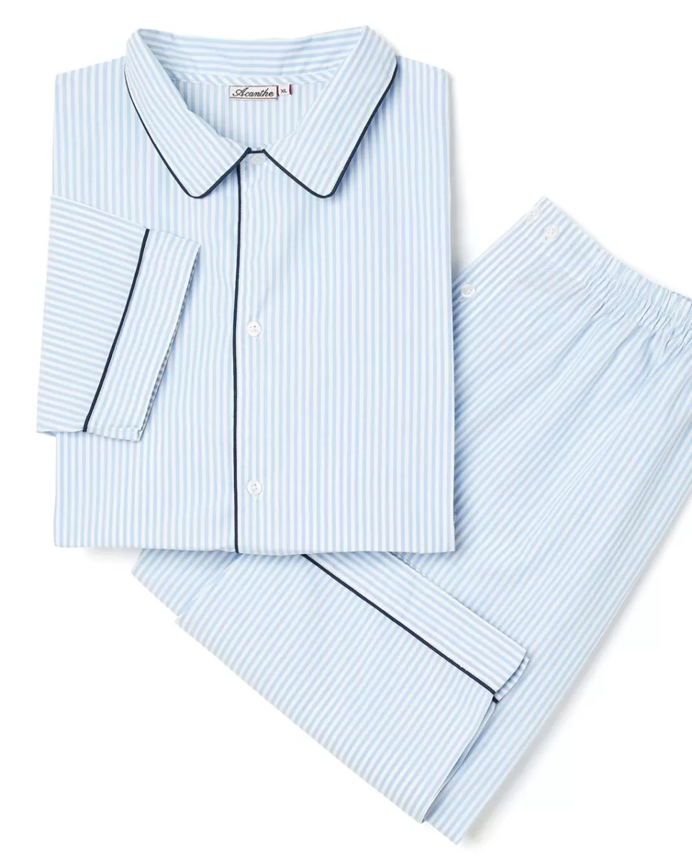 Homme Acanthe Pyjamas | Pyjama long rayure ciel