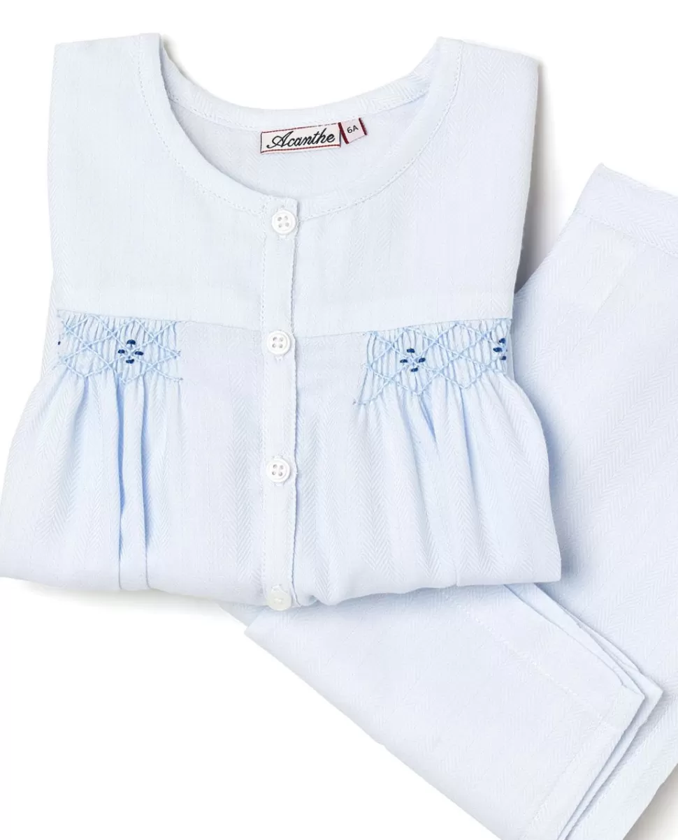 Enfant Acanthe Pyjamas | Pyjama smocké chevron ciel