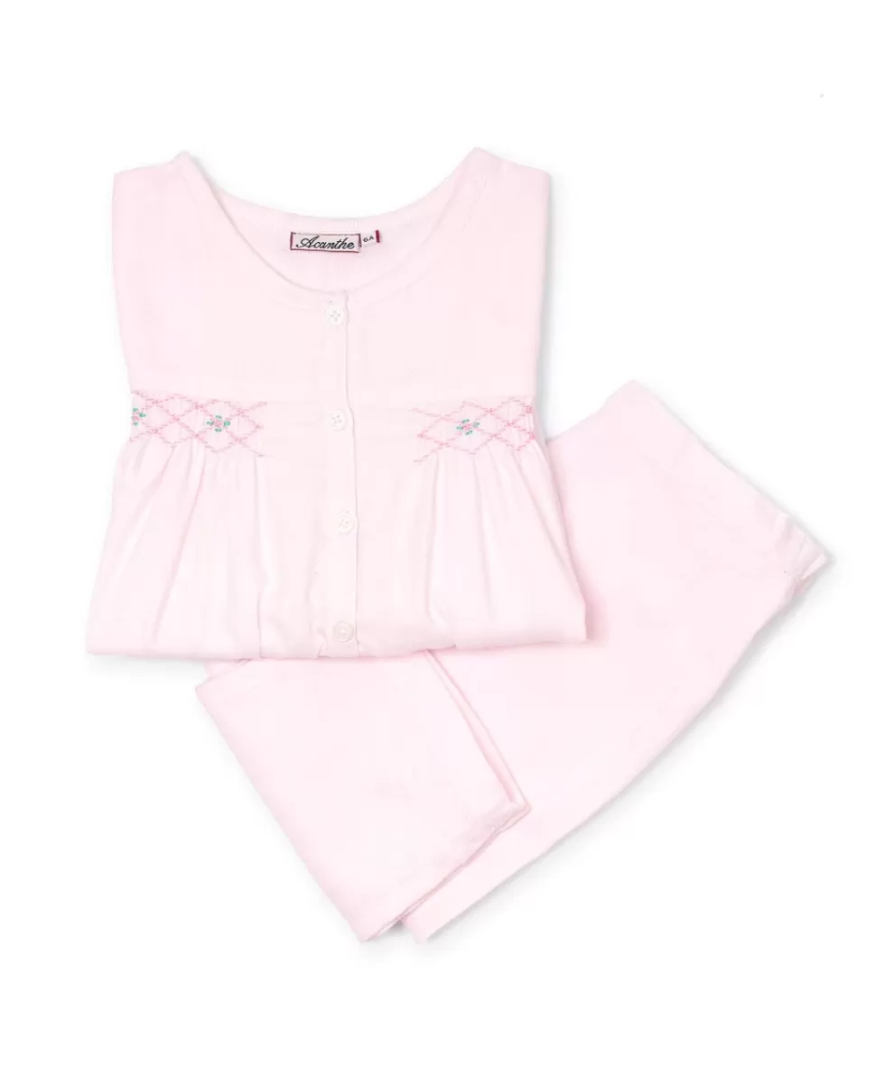 Enfant Acanthe Pyjamas | Pyjama smocké chevron rose