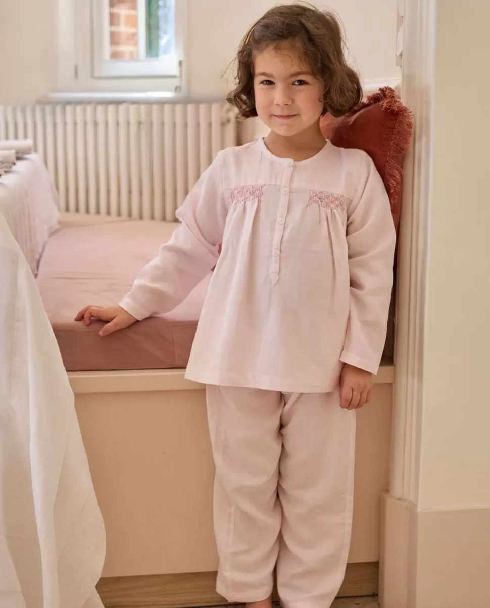 Enfant Acanthe Pyjamas | Pyjama smocké chevron rose
