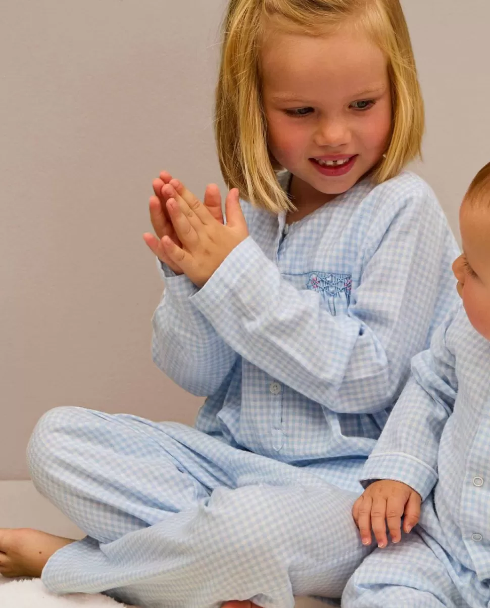 Enfant Acanthe Pyjamas | Pyjama smocké vichy ciel