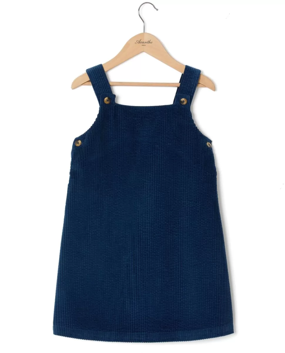 Enfant Acanthe Robes | Robe bretelles velours bleu foncé